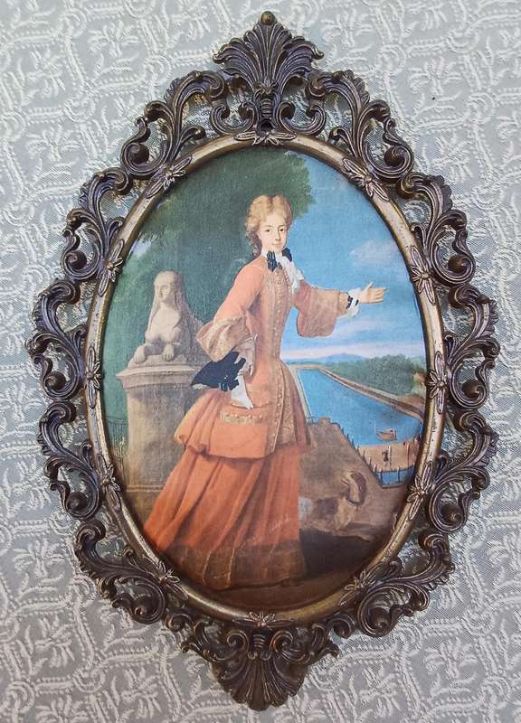 Ornate Vintage Silk Picture of a Lady  Made in Italy