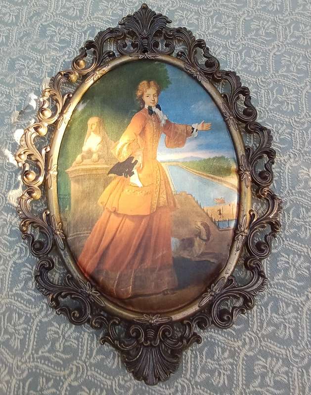 Ornate Vintage Silk Picture of a Lady  Made in Italy