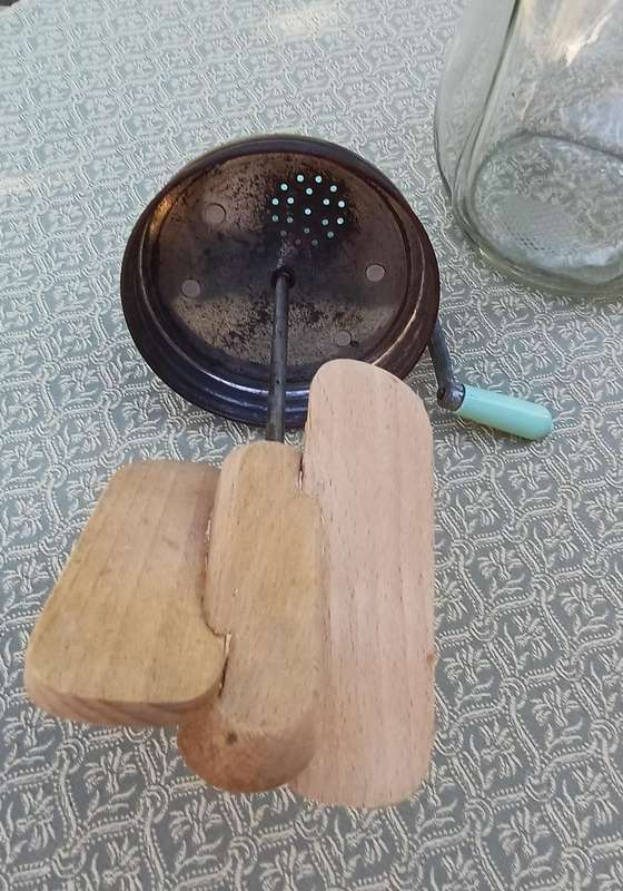 Butter Churn  with original glass bottle stamped Blow N30 made in England