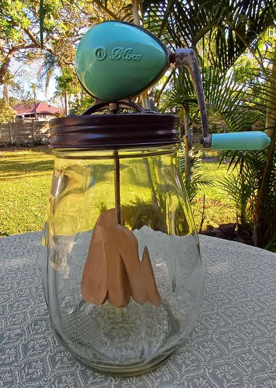 Butter Churn  with original glass bottle stamped Blow N30 made in England