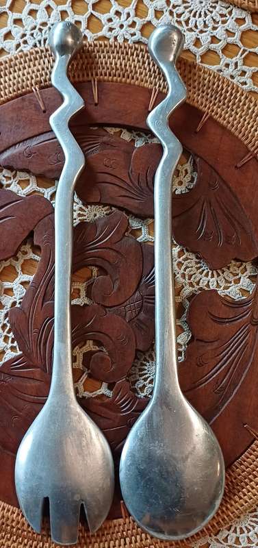 VINTAGE UTENSILS | DISPLAY | DECOR | SALAD SET | WUMA  STAMPED |