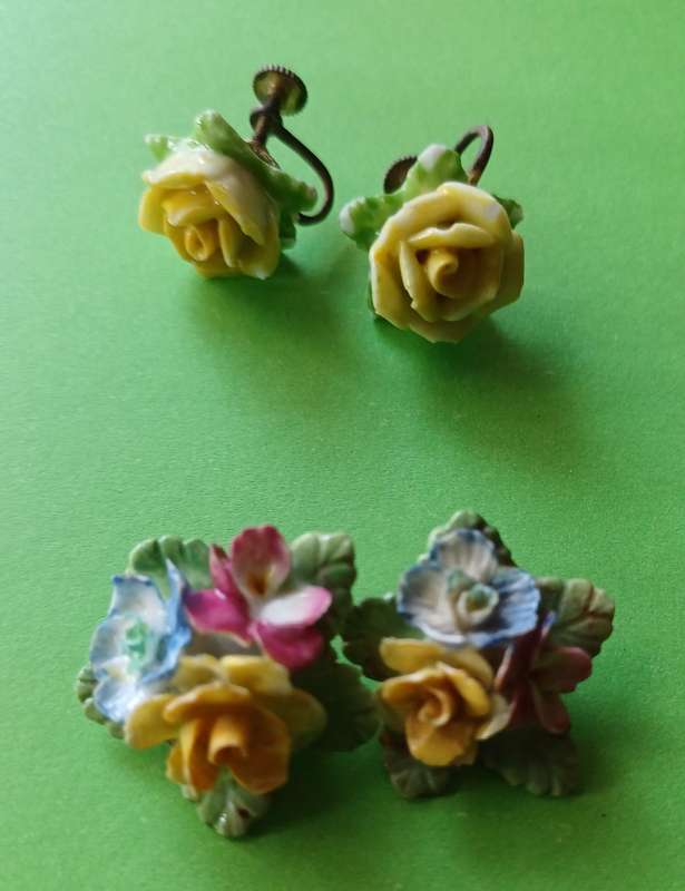 Vintage Bone China Floral Earring Sets Coalbrook, Made in England| 18 |