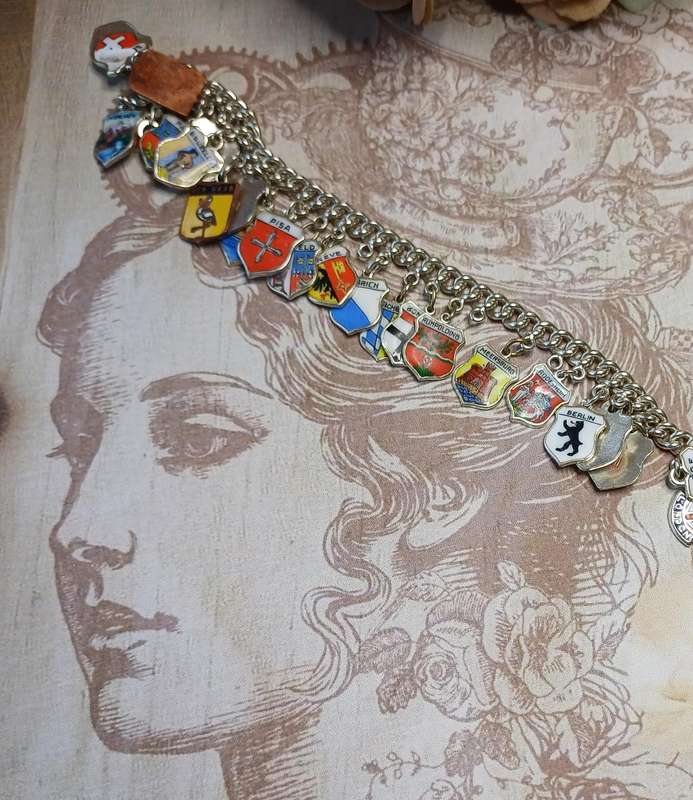 Vintage Sterling Silver Charm Bracelet | TRAVEL BRACELET | 27 |