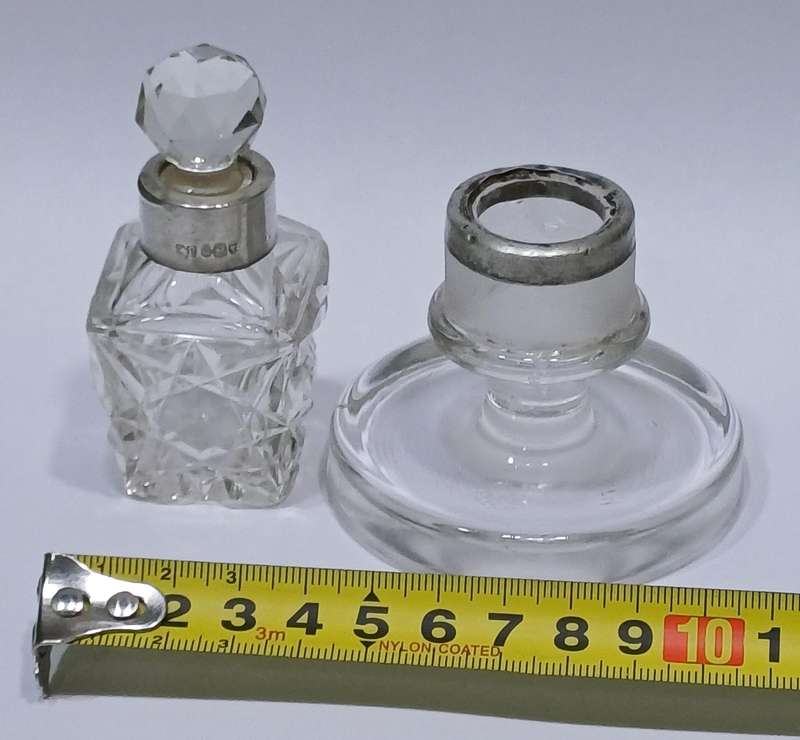 Unusual Silver Mounted Match Striker & Perfume Bottle