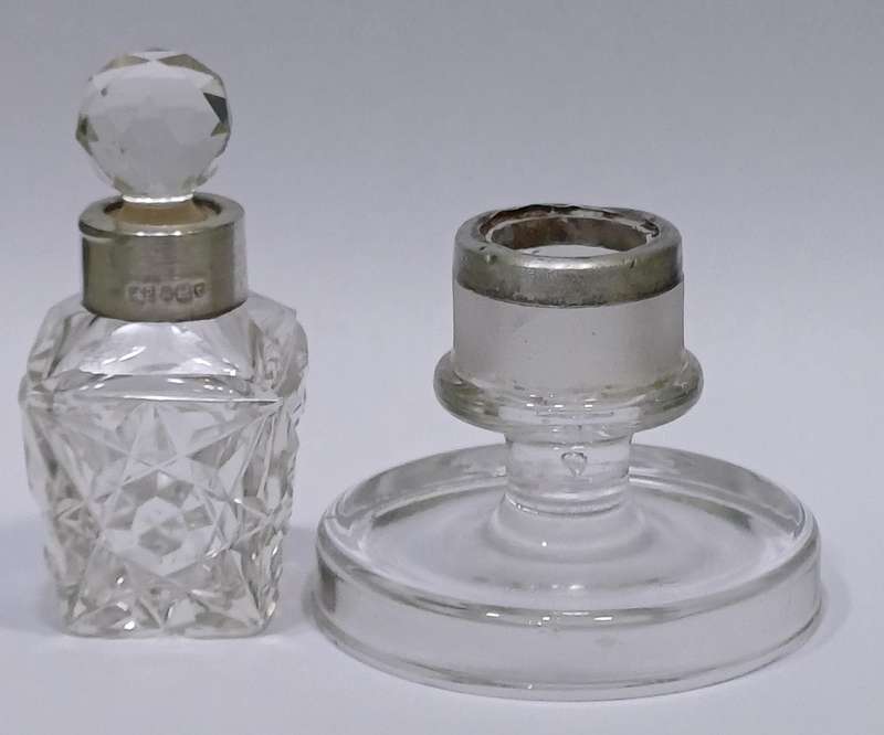 Unusual Silver Mounted Match Striker & Perfume Bottle