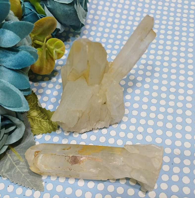 Golden Healer Lemurian Cluster & Clear Quartz Pointer  Arcane Apothecary Set | 40 |