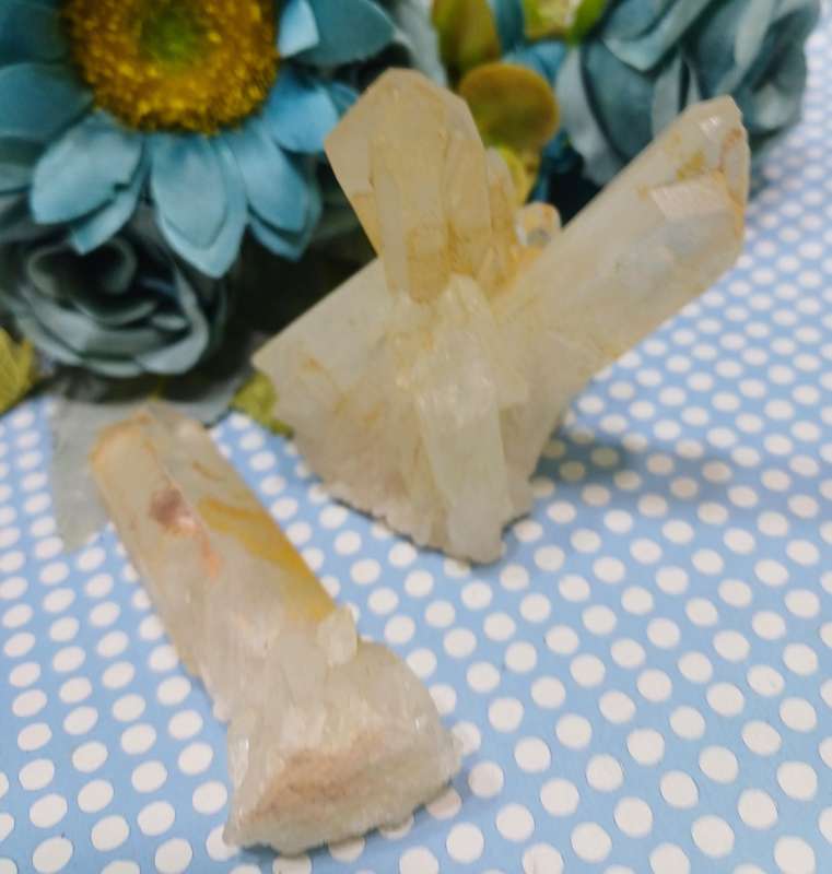 Golden Healer Lemurian Cluster & Clear Quartz Pointer  Arcane Apothecary Set | 40 |