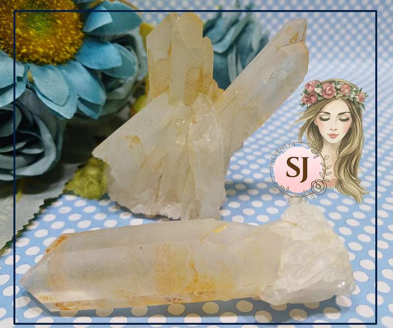 Golden Healer Lemurian Cluster & Clear Quartz Pointer  Arcane Apothecary Set | 40 |
