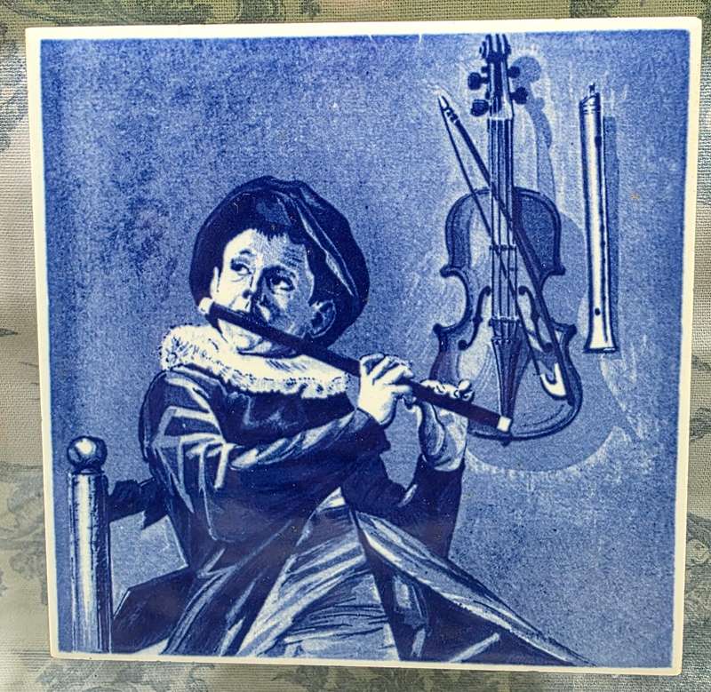 Vintage Delfts Blauw Holland Ceramic Tile in Frame