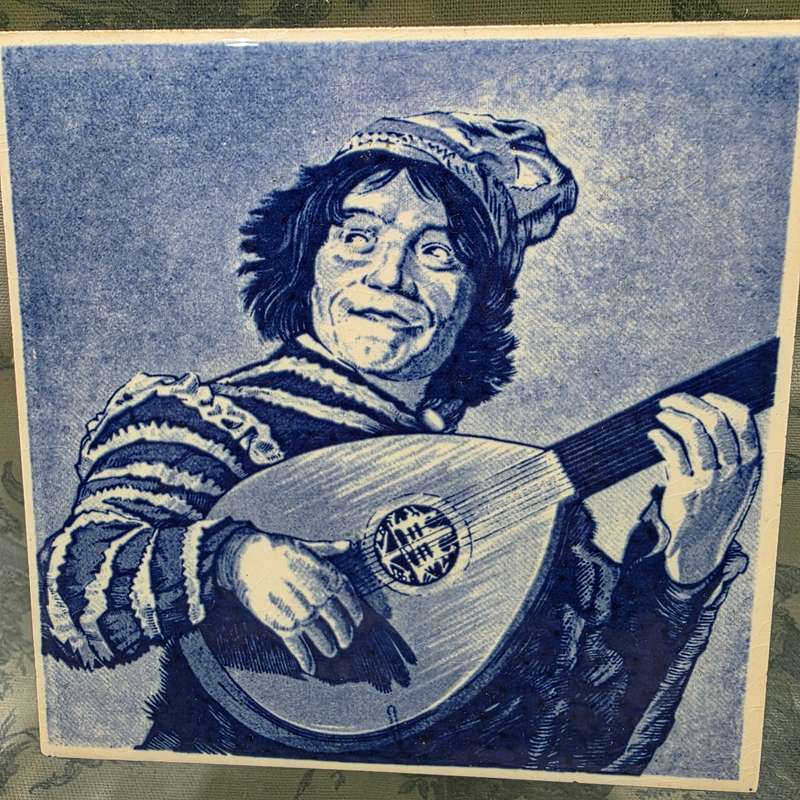 Vintage Delfts Blauw Holland Ceramic Tile in Frame