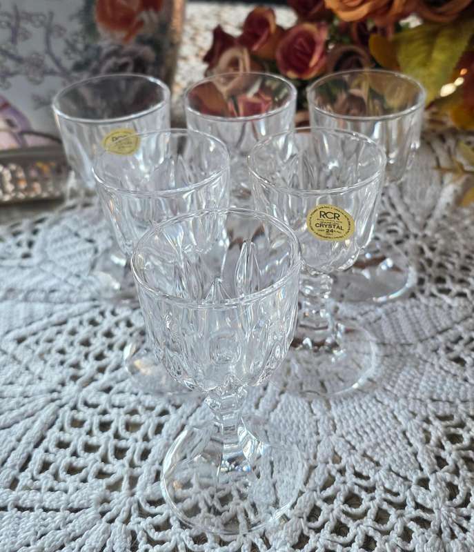 RCR Royal Crystal Rock 24% Lead Crystal Glasses Set of 6