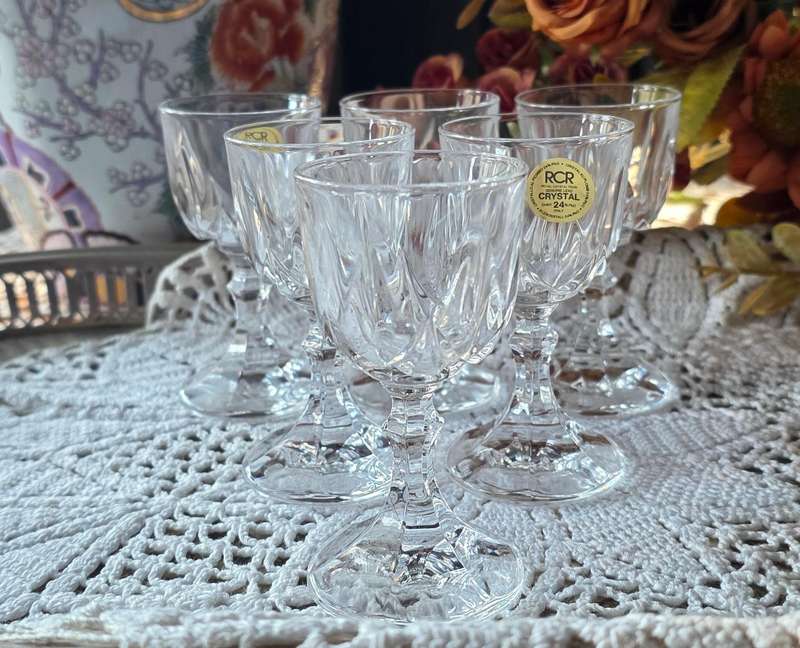 RCR Royal Crystal Rock 24% Lead Crystal Glasses Set of 6