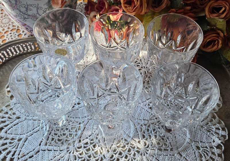 RCR Royal Crystal Rock 24% Lead Crystal RED Wine Glasses Set of 6