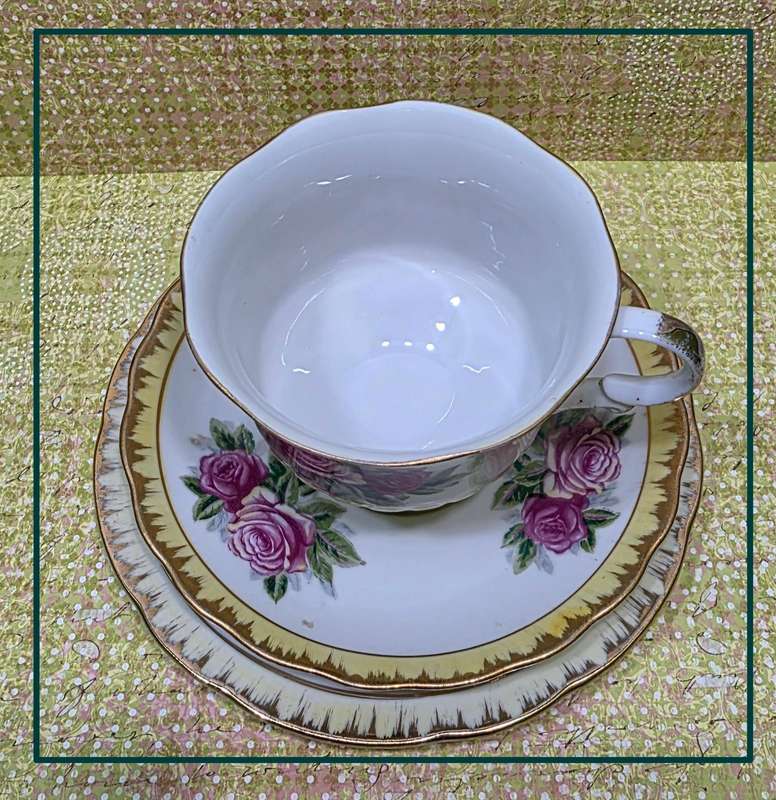 Vintage Porcelain Tea Trio Set | Elegant Rose Pattern | 04 |