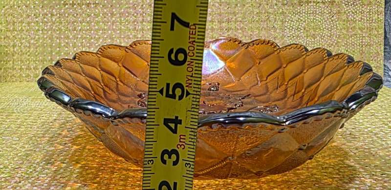 Imperial Carnival Glass Raised Pattern Quilted Pattern Oval Celery/Pickle Dish