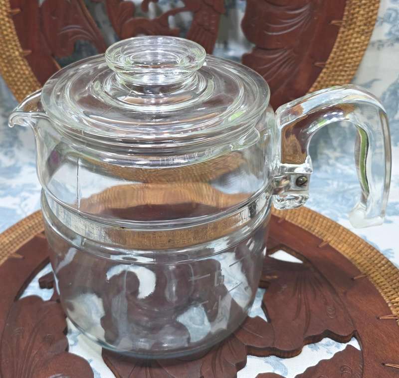 Vintage Pyrex Coffee Jug | Glass & Stainless Steel with Lid