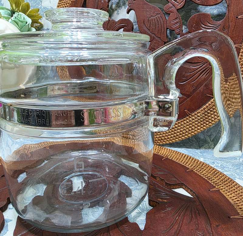Vintage Pyrex Coffee Jug | Glass & Stainless Steel with Lid