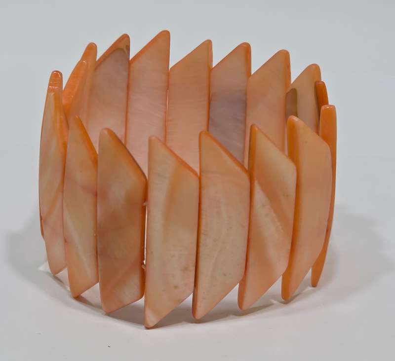 Vintage Stretch Bracelet | Peach Shell Pearls | Flexible Fit