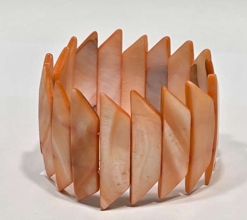 Vintage Stretch Bracelet | Peach Shell Pearls | Flexible Fit