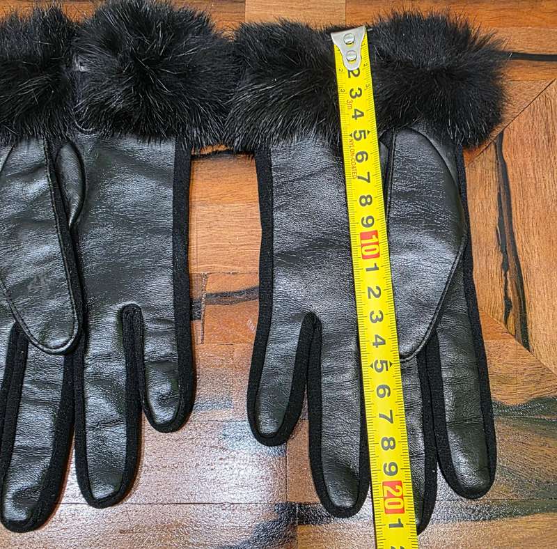 Real RABBIT FUR & leather gloves, insulated winter gloves, black rabbit fur on black leather gloves