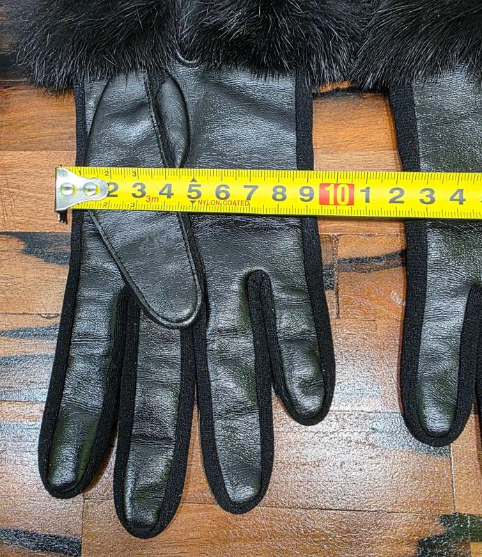 Real RABBIT FUR & leather gloves, insulated winter gloves, black rabbit fur on black leather gloves