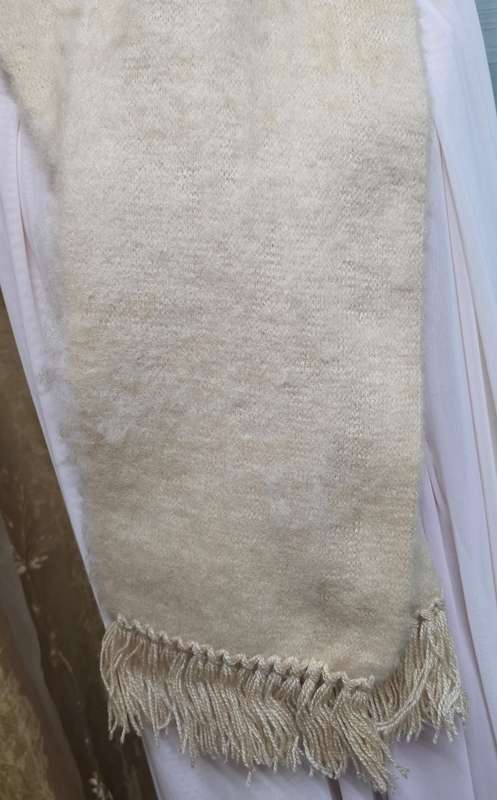 Soft Tan Winter Scarf with Tassels