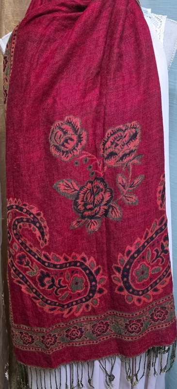 Woolworths 100% Scarf/Wrap | Dark Red & Old Gold | 69 x 200 cm