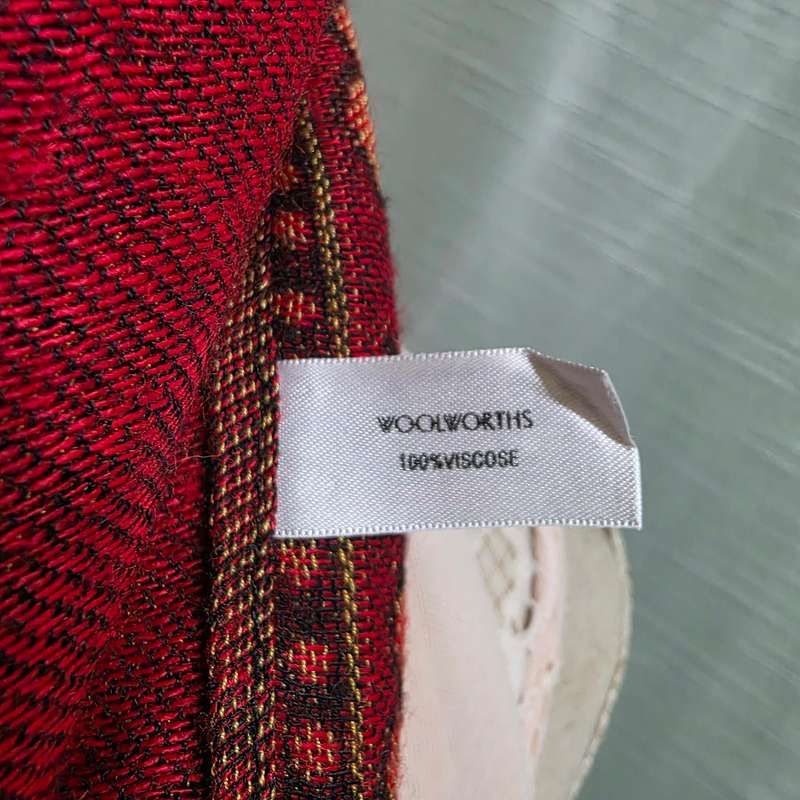 Woolworths 100% Scarf/Wrap | Dark Red & Old Gold | 69 x 200 cm