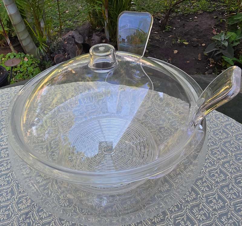 Clear Acrylic Salad Bowl with Matching Utensils