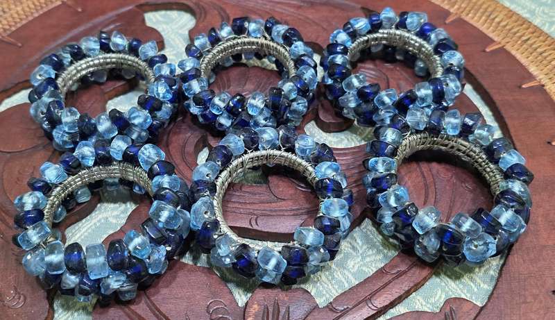 6 Glass Beads Napkin Rings