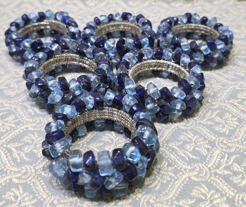 6 Glass Beads Napkin Rings