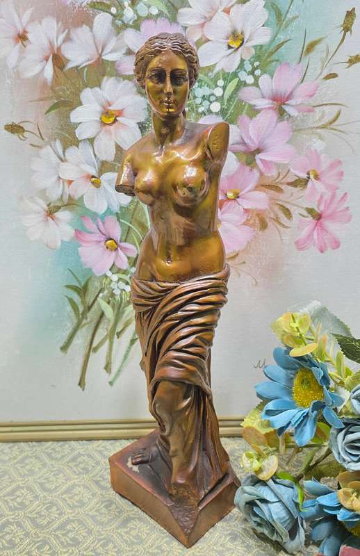 Copper-Plated Greek Lady Figurine  35 cm | Boutique Décor
