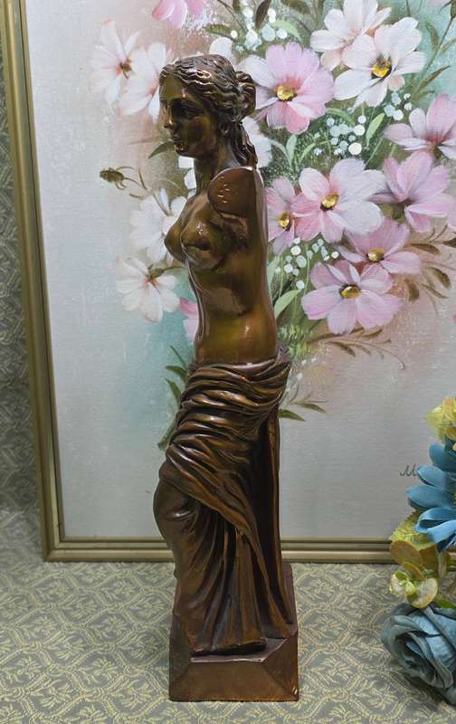 Copper-Plated Greek Lady Figurine  35 cm | Boutique Décor
