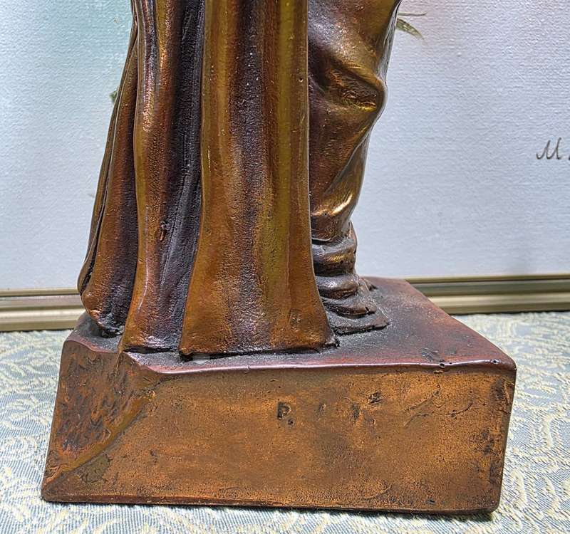 Copper-Plated Greek Lady Figurine  35 cm | Boutique Décor