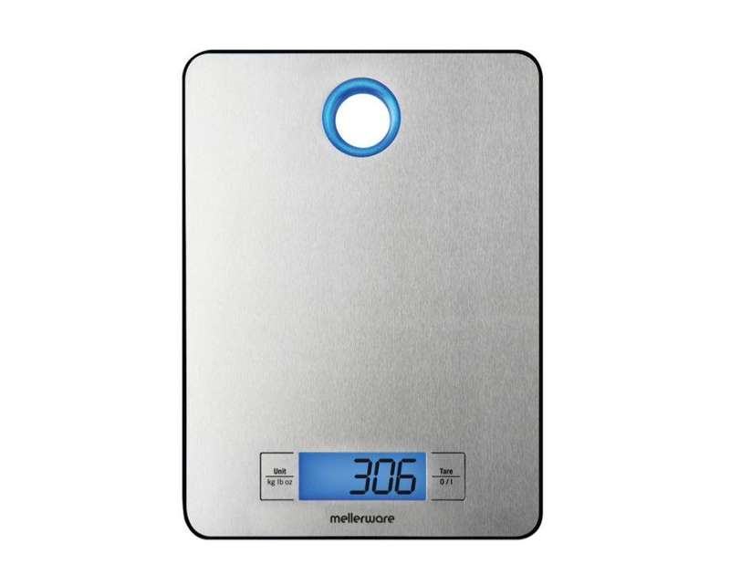 Mellerware Kitchen Scale Battery Operated Lcd Display Stainless Steel Brushed 5Kg 4.5V Saxon