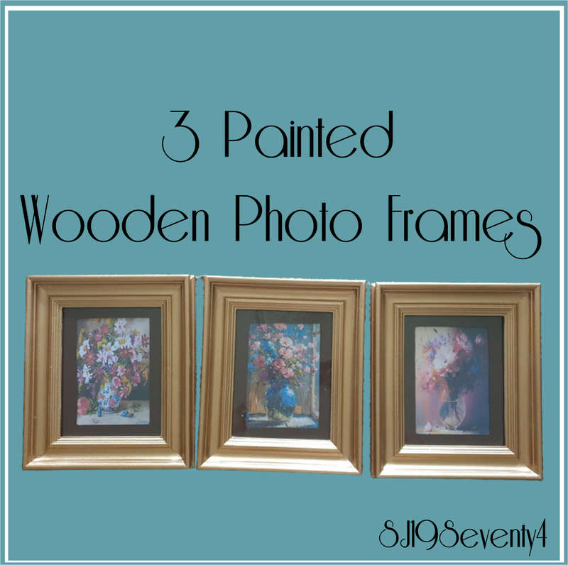 3 Wooden Painted Photo frames with Prints