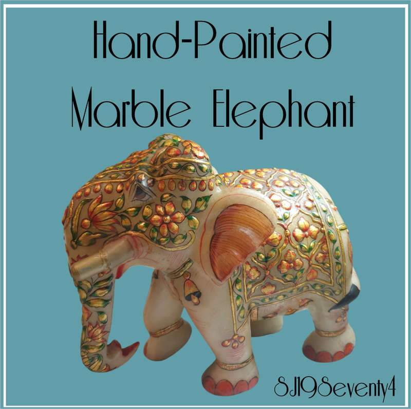 Hand-Painted Marble Elephant - A Masterpiece of Artistry on Stone |02|