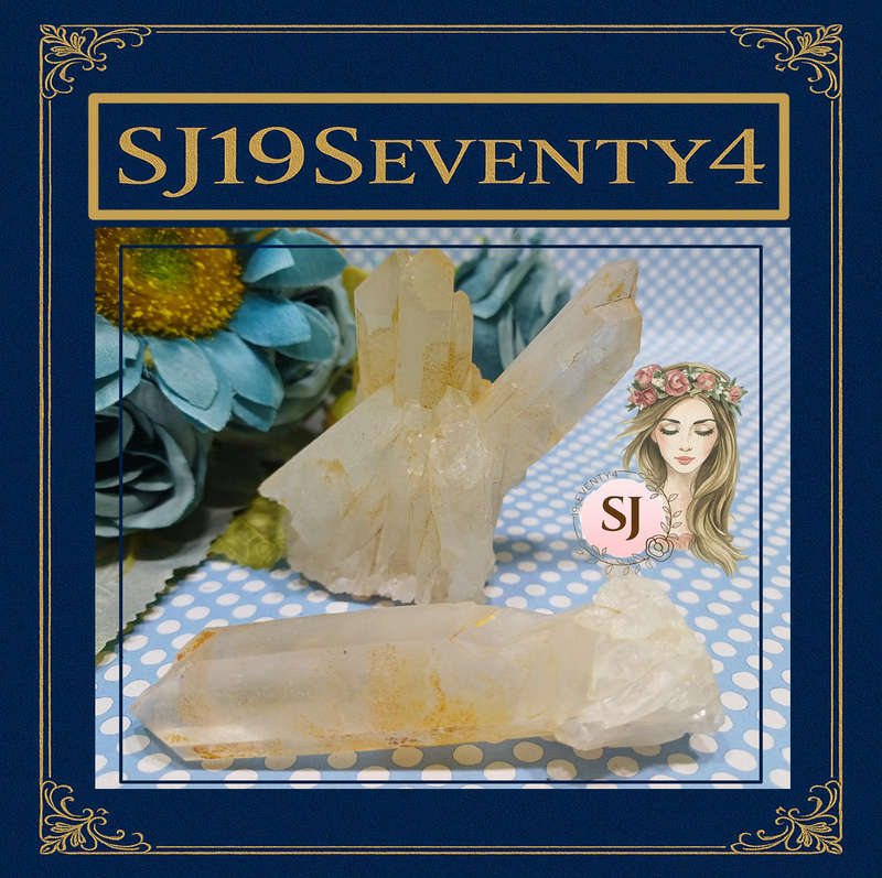 Golden Healer Lemurian Cluster & Clear Quartz Pointer  Arcane Apothecary Set | 40 |