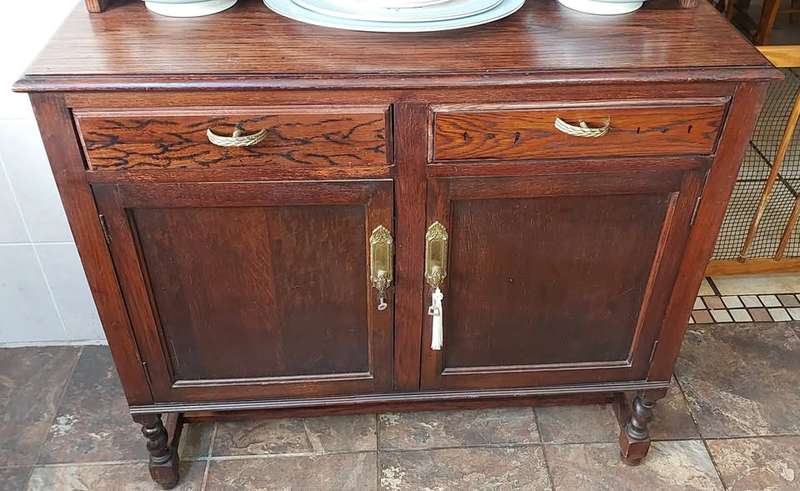 Solid Old English Oak display sideboard