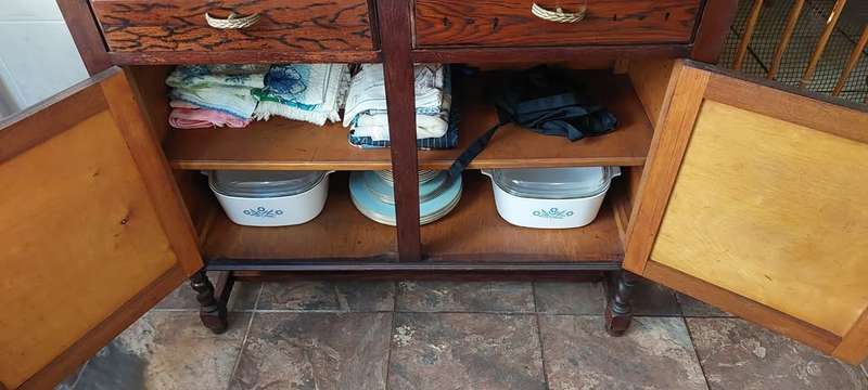 Solid Old English Oak display sideboard