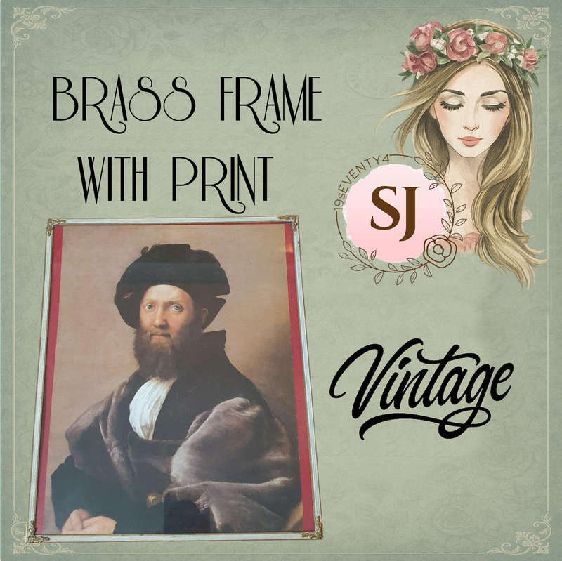 VINTAGE BRASS FRAME WITH PRINT