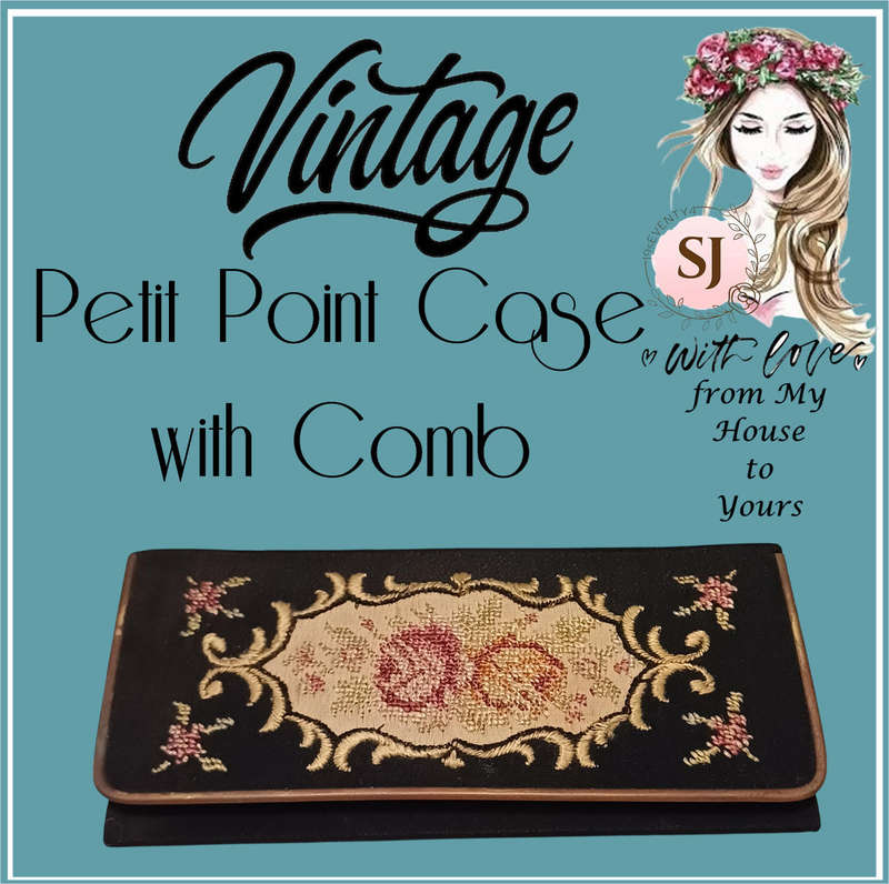Vintage Floral Petit Point Case with Comb