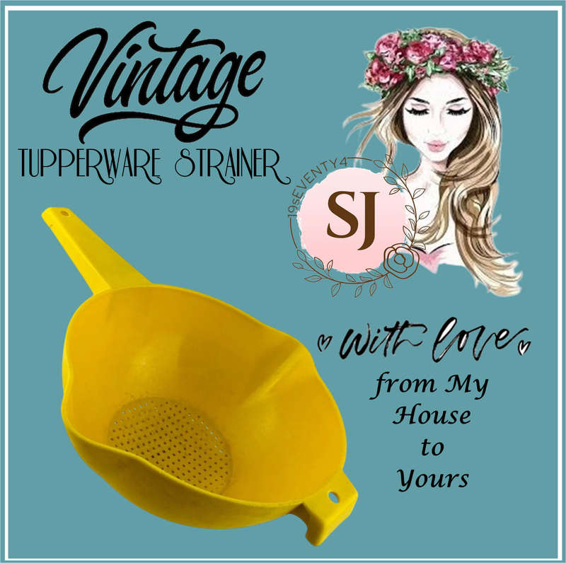 Vintage Yellow Tupperware Handled Colander Strainer  Double Spout