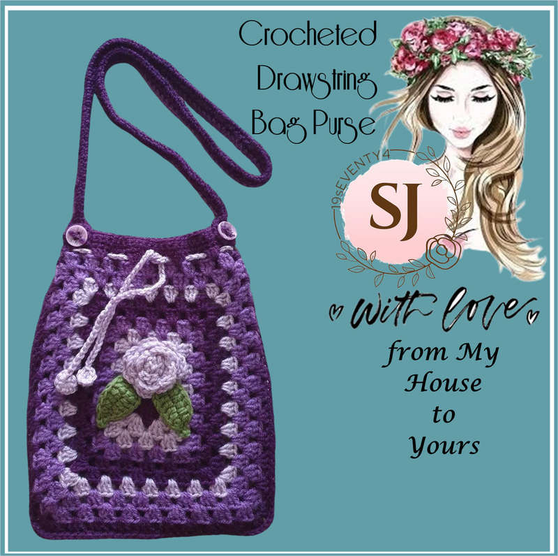 Handmade Crocheted Hobo Drawstring Bag Purse