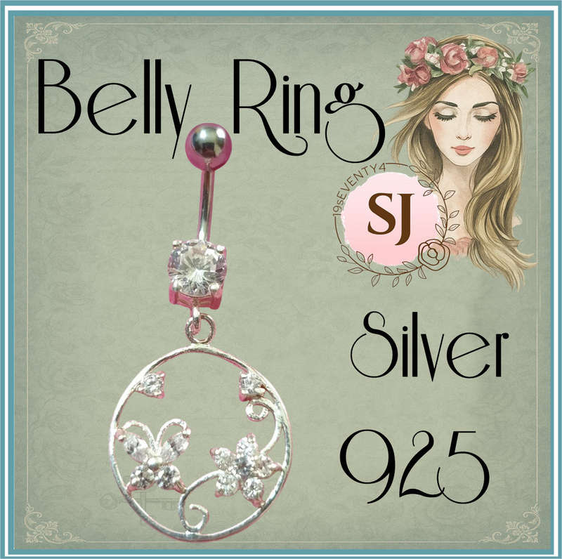 Cubic Zirconia 925 SILVER BELLY RING (NEW)