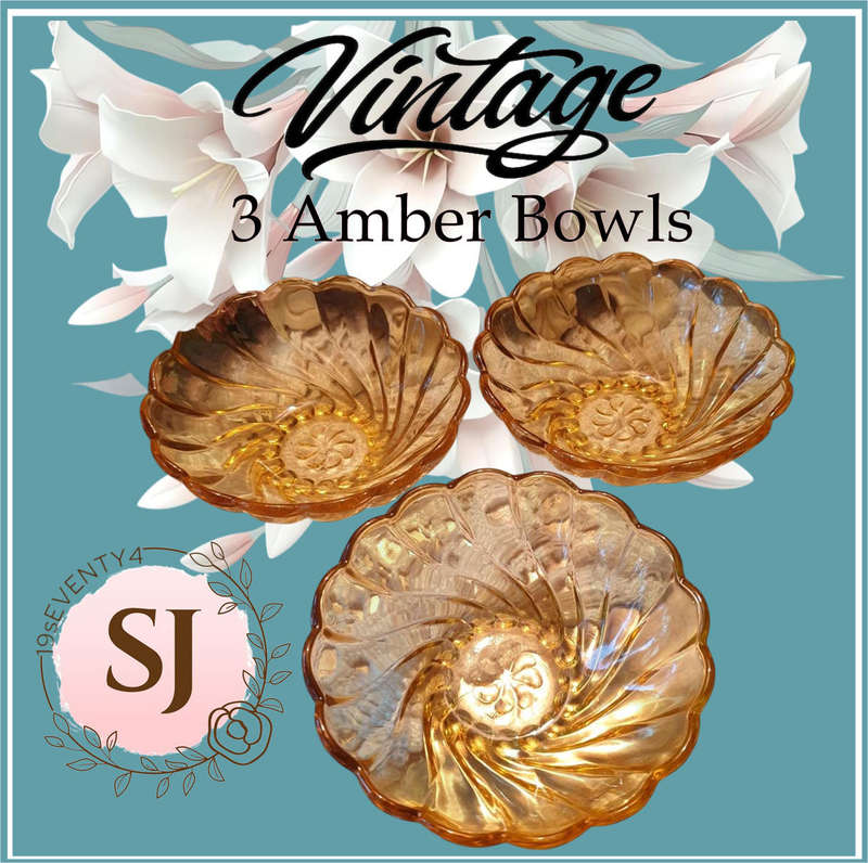 3 SMALL AMBER BOWLS