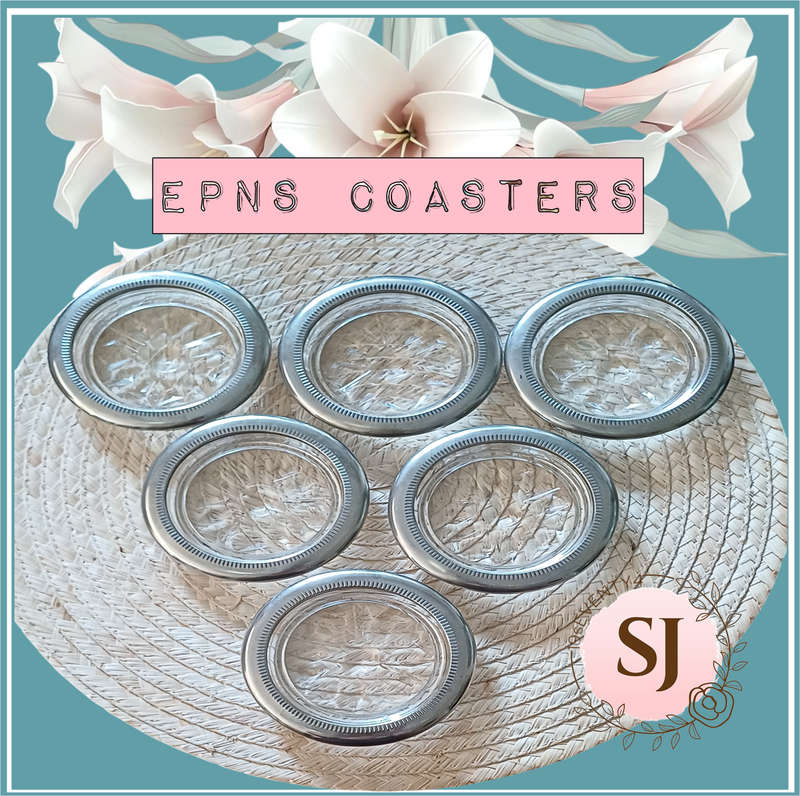 6 SILVER PLATED Coasters | 10 cm wide each |
