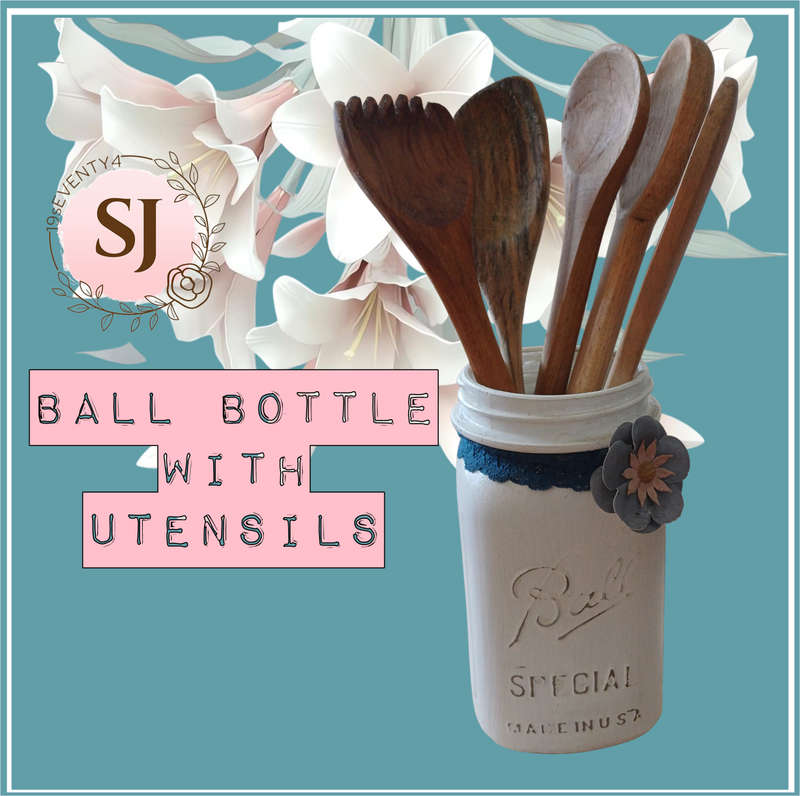 Vintage Ball Bottle with Utensils