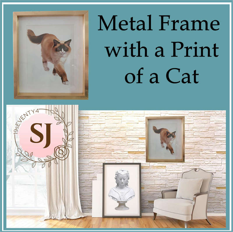 Metal Frame with a Print of a Cat