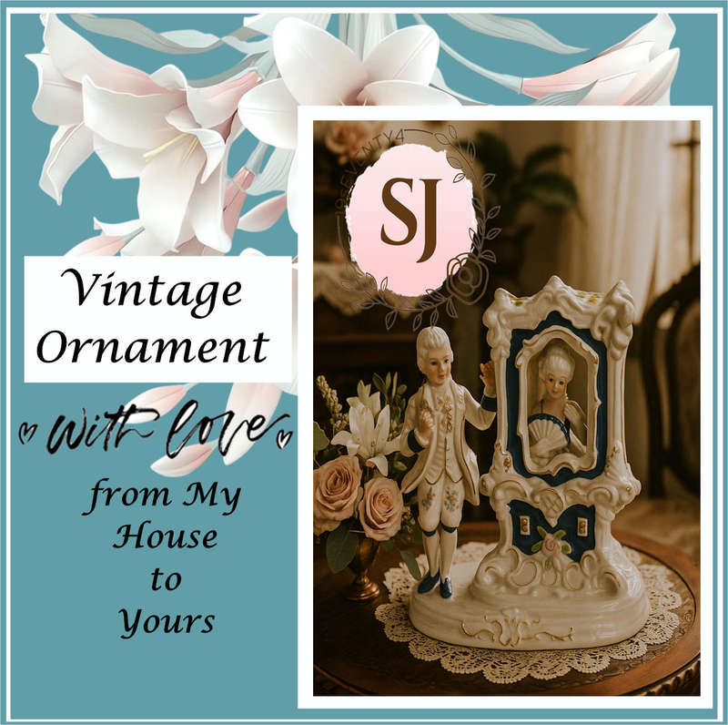 Porcelain Figure Man & Woman In  Blue White Gilded